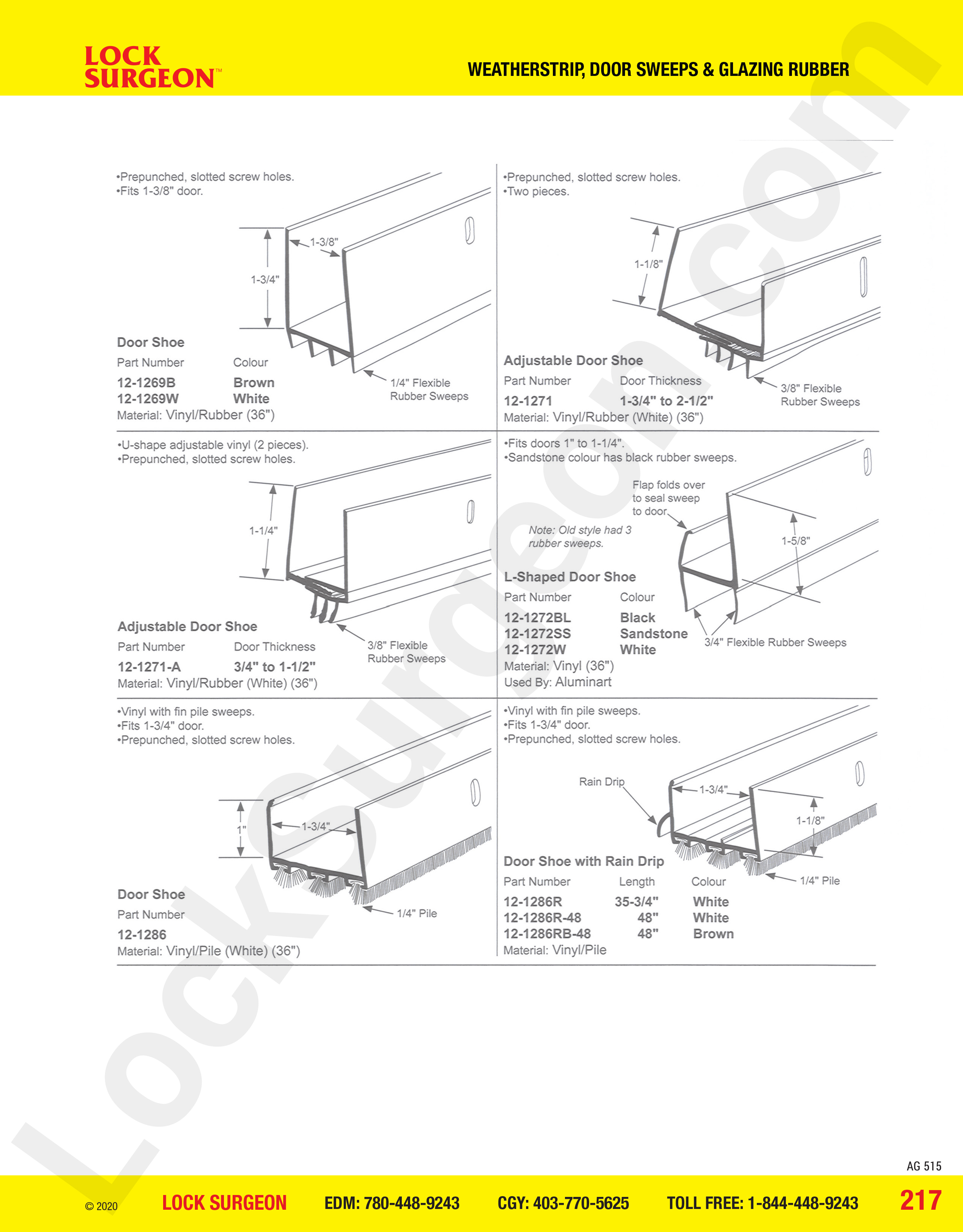 Stony Plain bottom of door sweep shoe door base weatherseal.