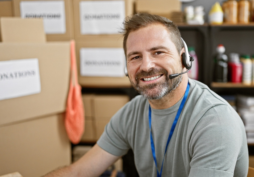 friendly order serviceman taking an order on phone from a Ladner area customer.