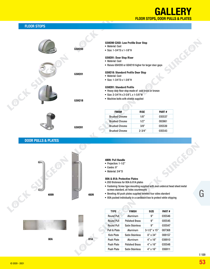 Misc Commercial Hardware-Floor Stops-Door Pulls and Plates Kelowna.