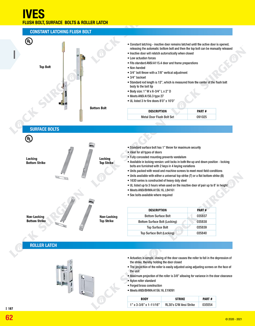 Misc Commercial Hardware-Flush Bolt-Surface Bolts and Roller Latch Kelowna.