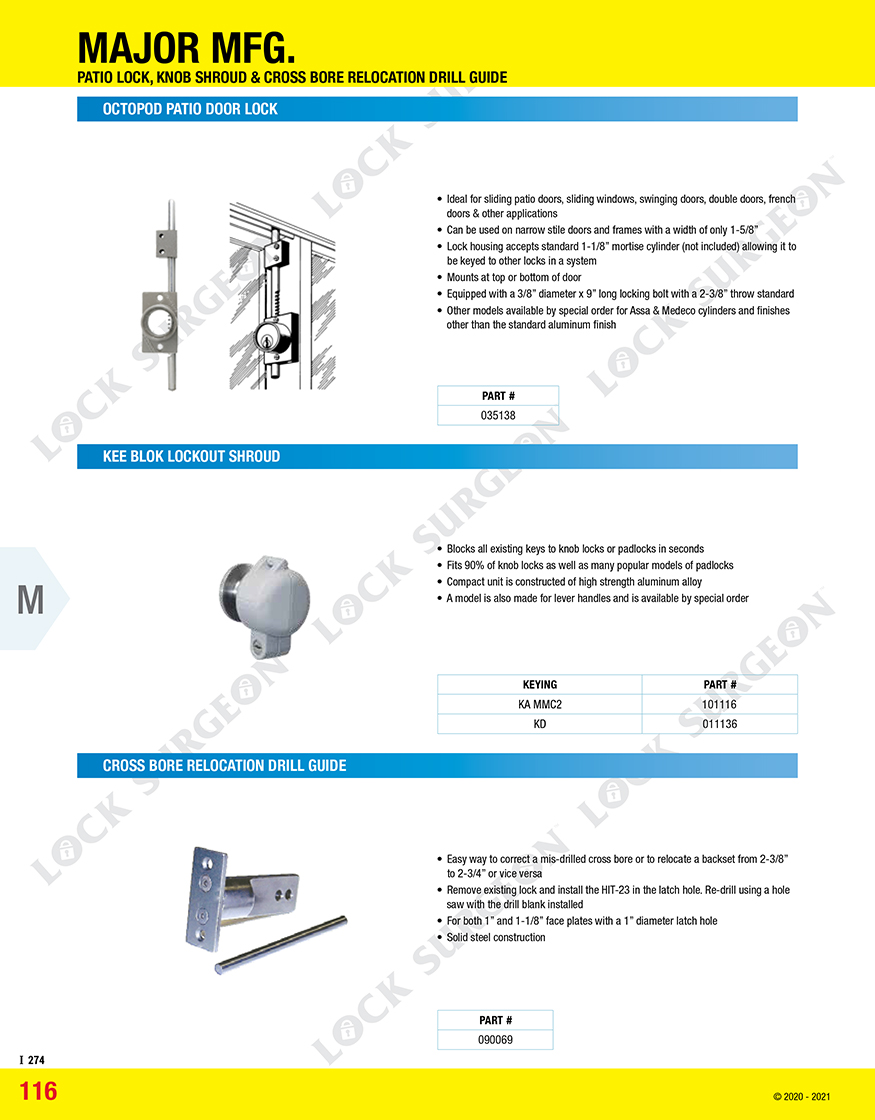 Kelowna Misc Commercial Hardware-Patio Lock-Knob Shroud and Cross Bore Relocation Drill Guide.